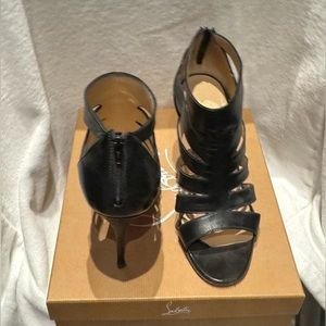Christian louboutin black strappy heel